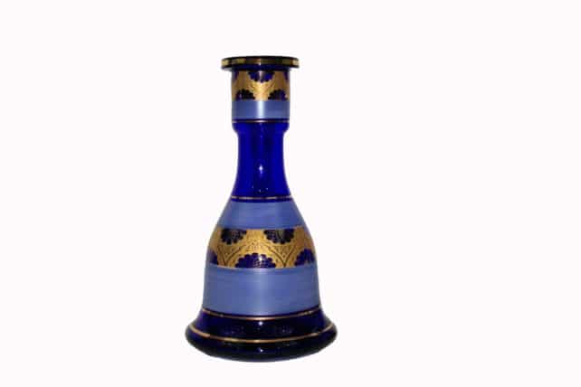 blue hookah vase with gold trimming