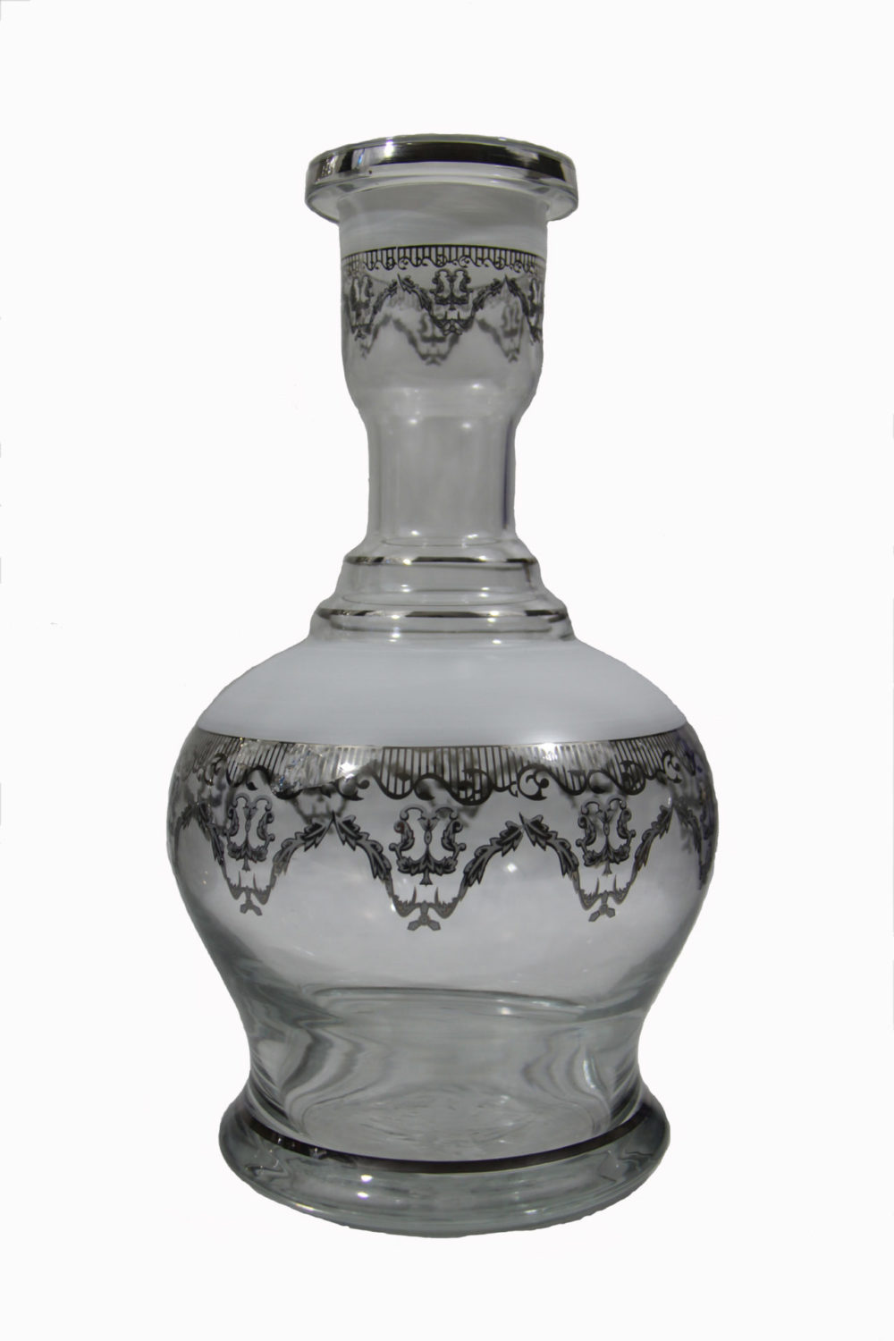 white glass vase with ornament