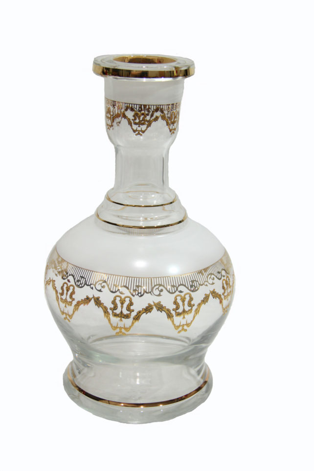 white vase with gold ornament