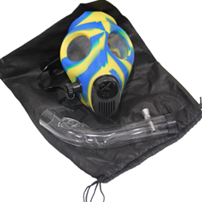 Gas Mask Silicone "Blue Camouflage" with acrylic pipe. Inhale