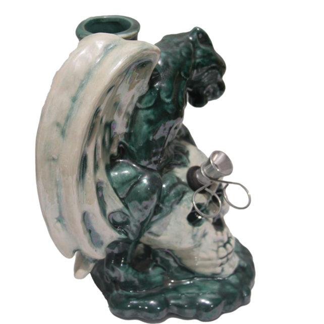 GRIFFON ON A SKULL CERAMIC WATER PIPE