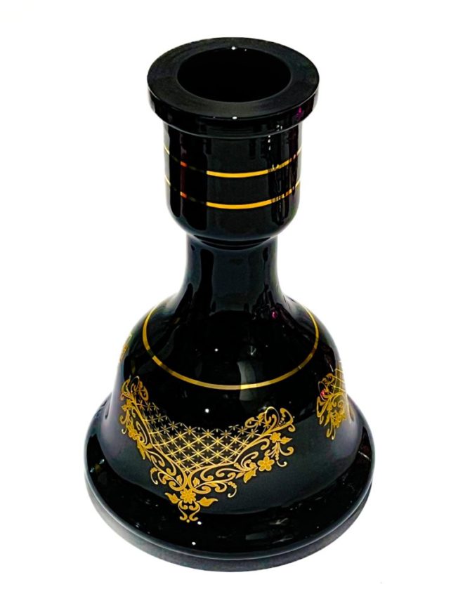 Inhale Glass vase black with gold-trimming