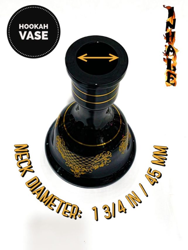 Inhale Glass vase black with gold-trimming