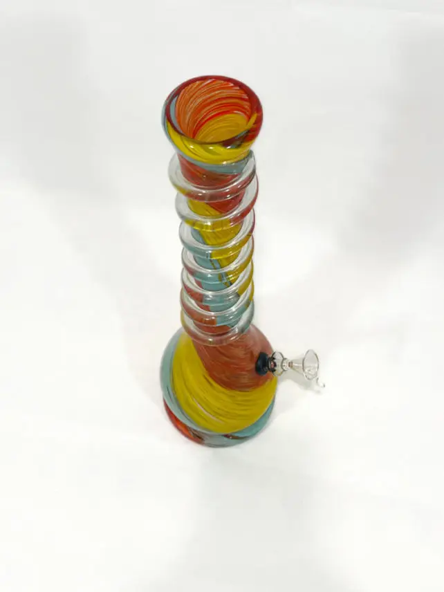 16″ Glass Water Pipe Bubble-type “RASTA SPIRAL” | Inhale World