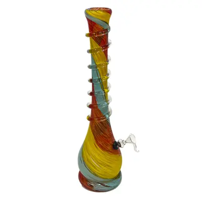 キラキラRasta curved pipe 16″ Glass Water Pipe Bubble-type “RASTA SPIRAL” | Inhale World