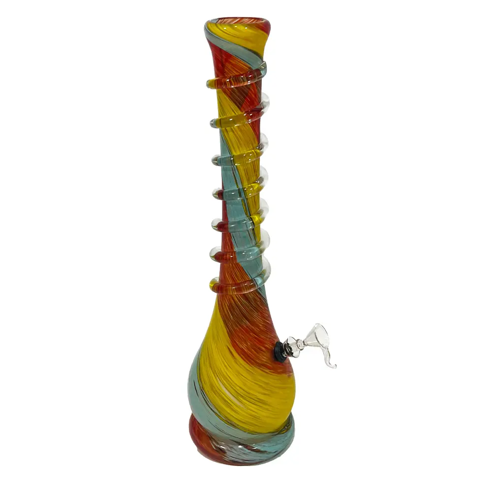 16″ Glass Water Pipe Bubble-type “RASTA SPIRAL” | Inhale World