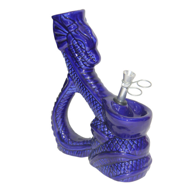 blue snake ceramic collectible water pipe