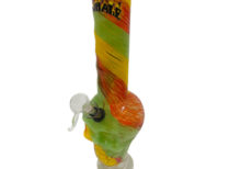 12" Glass Water Pipe Rasta Skull