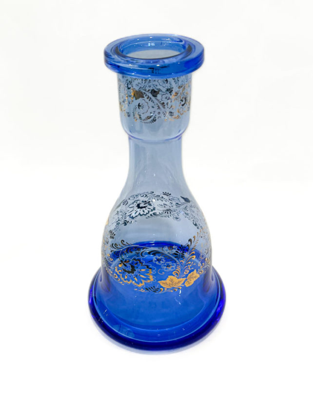 GV26 Hookah Glass vase blue with 24k gold trimming