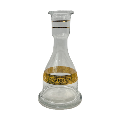 GV26 Hookah Glass vase clear with 24k gold trimming